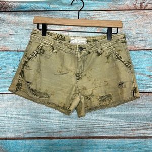 Free People Green Distressed Jean Shorts Size 2